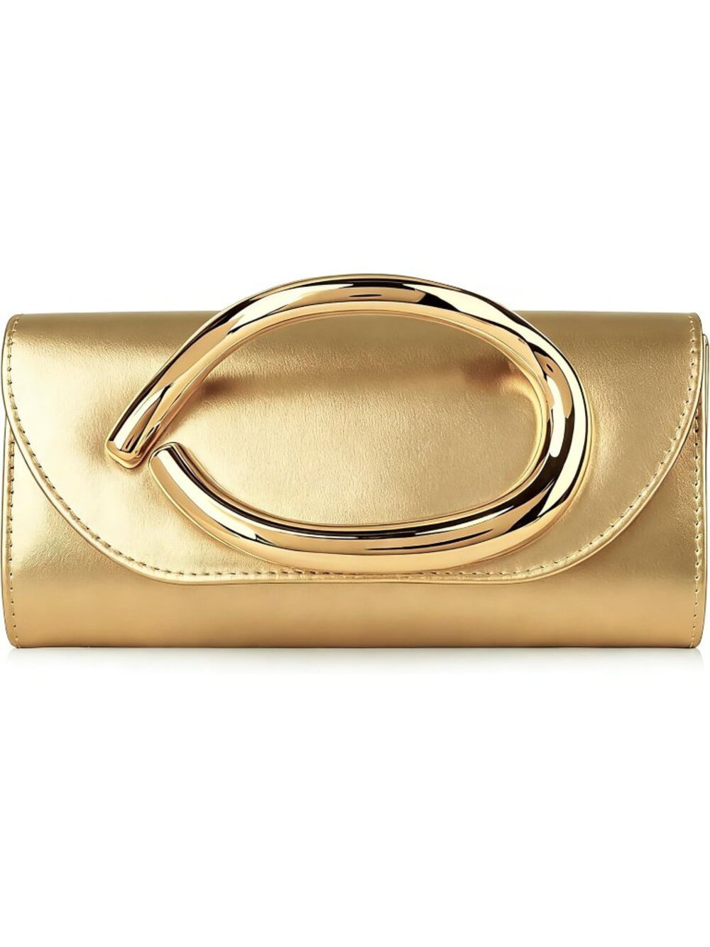 Women's Gold Metal Handle Chain Wedding Party Evening Clutch Purse